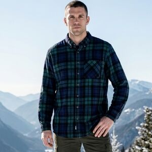 100% Cotton 2XL Magellan Canyon Creek Flannel Shirt Mens Green/Blue Plaid NWT